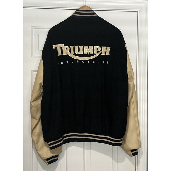 Vintage 90s Triumph Varsity Motorcycle Jacket Men’s Size XL - Picture 2 of 11